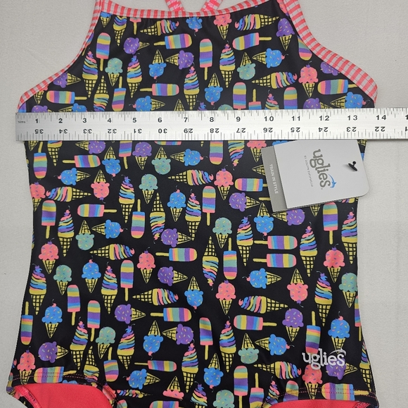 Uglies Girls Swimsuit One Piece Ice Cream Print‎ Pink Straps New NWT - Picture 4 of 6